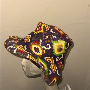 Vintage‎ 60s/70s Aztec/Native American multi colored Patterned Bucket/Flop Hat